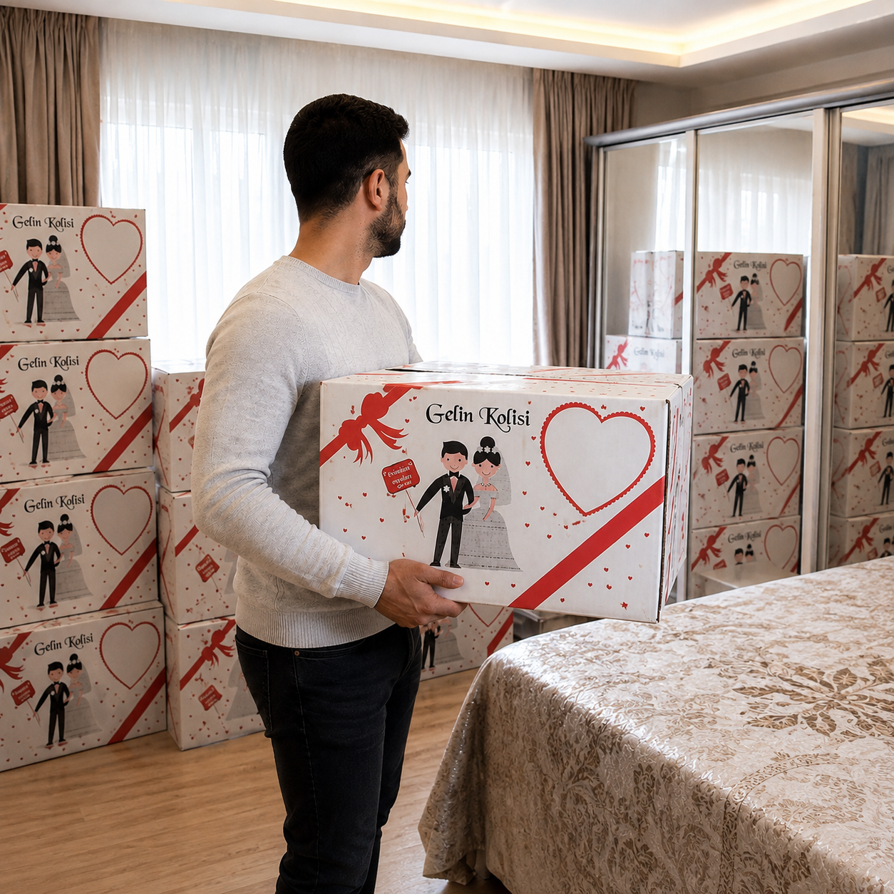 BASKILI GELİN & ÇEYİZ KOLİSİ  60x38x30