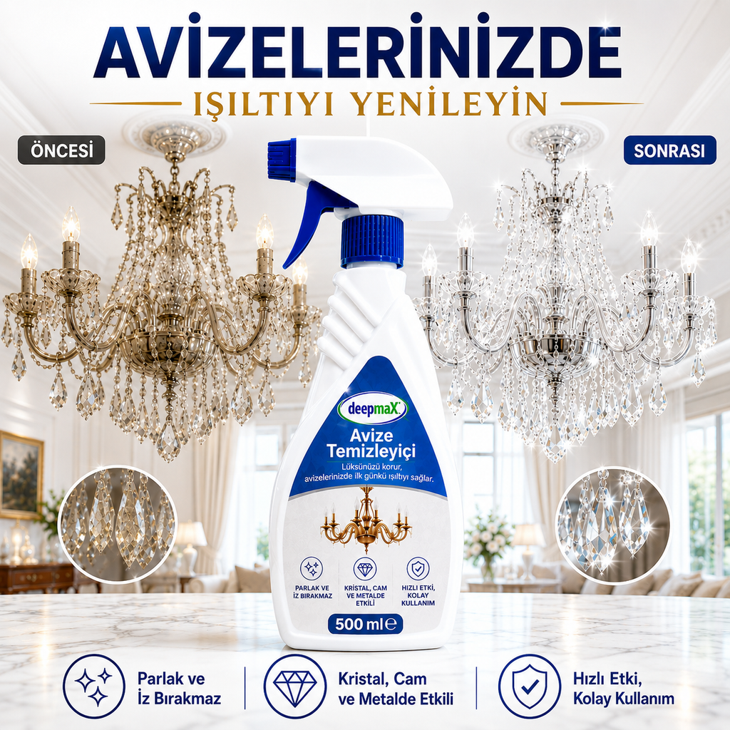 DEEPMAX PARLAKLIK VEREN AVİZE TEMİZLEYİCİ SPREY-500 ml