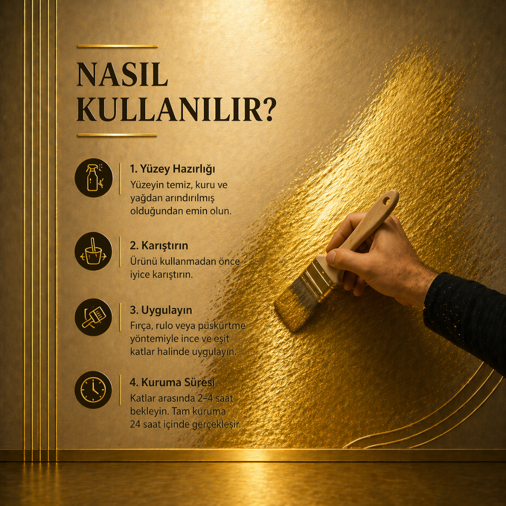 Uzun Ömürlü Yaldız Efektli Alüminyum Boya - Altın Renk