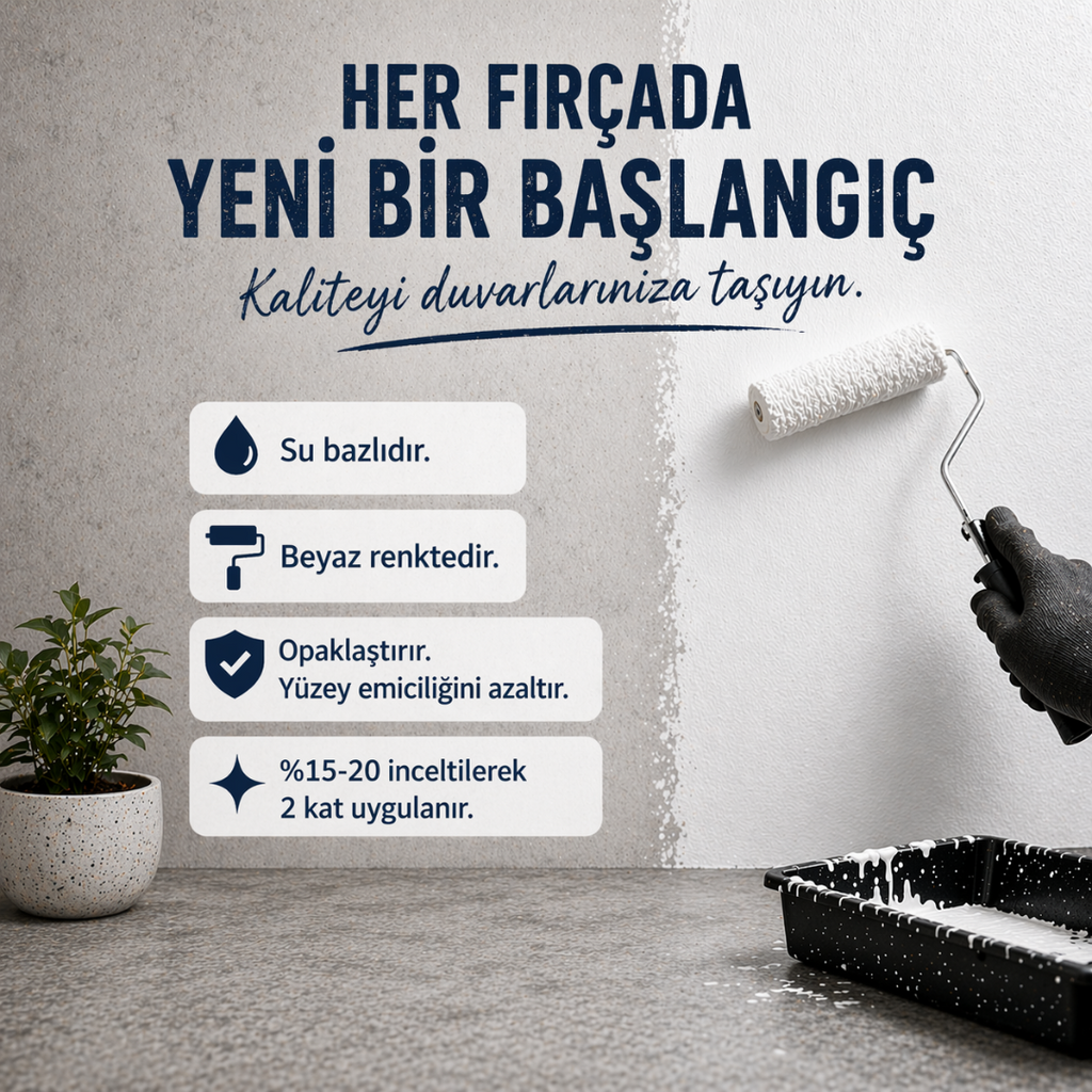 Yüksek Performanslı Dolgulu İç Cephe Geçiş Astarı - Beyaz Renk