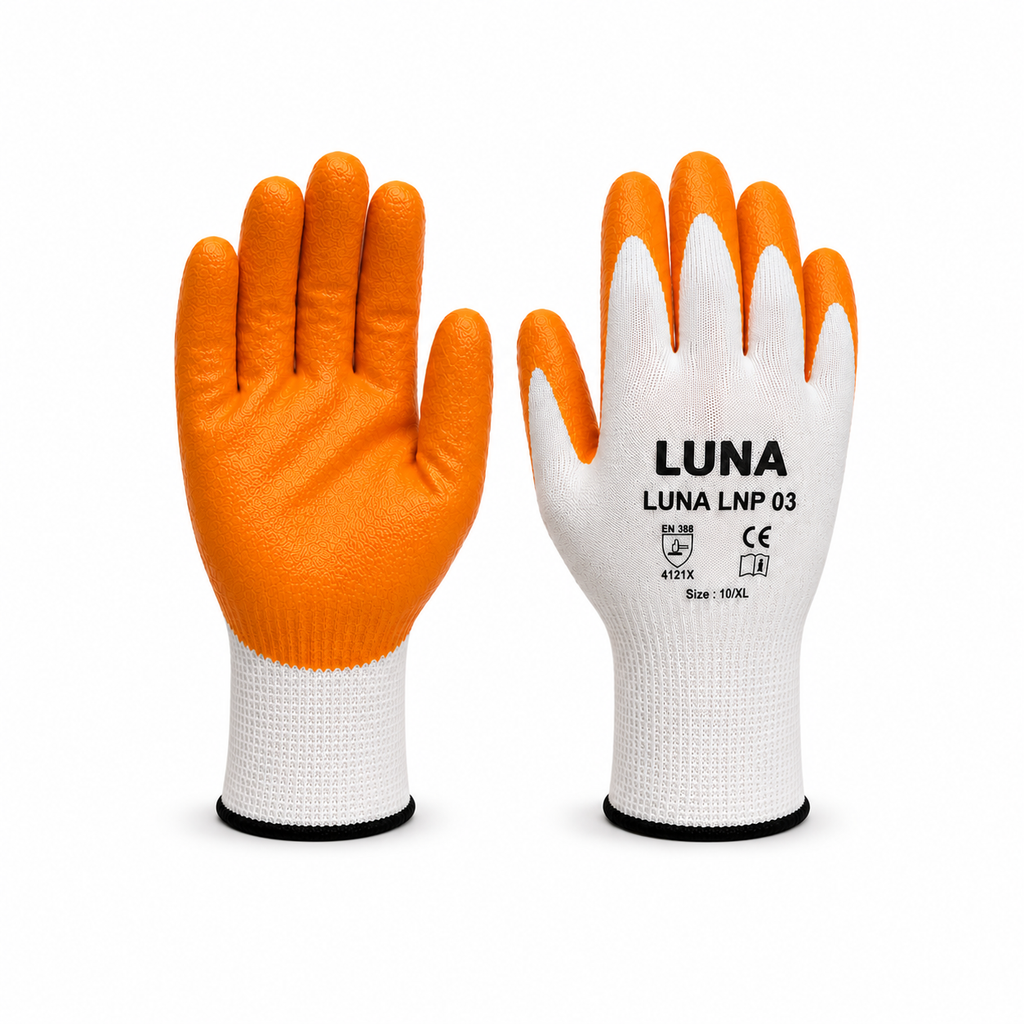 LUNA Profesyonel Turuncu Kaplamalı İş Eldiveni –  Toptan Paket