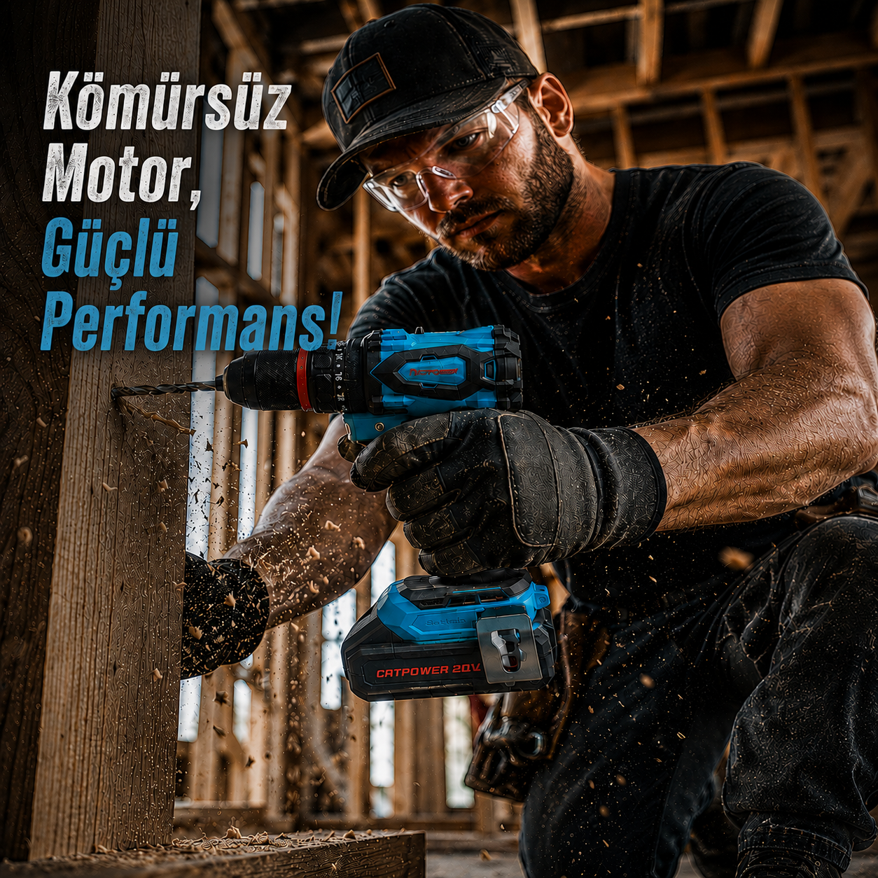 CATPOWER 4112 Kömürsüz Darbeli Akülü Vidalama 20V – 50 Nm, Çift Akülü, 50 Parça Aksesuar Seti