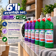 Ultra Yoğun Çamaşır Suyu 6’lı Avantaj Seti – 3 Lavanta Tazeliği + 3 Klasik, 810 Gr