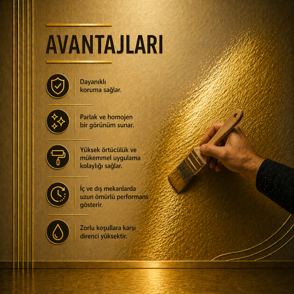 Uzun Ömürlü Yaldız Efektli Alüminyum Boya - Altın Renk