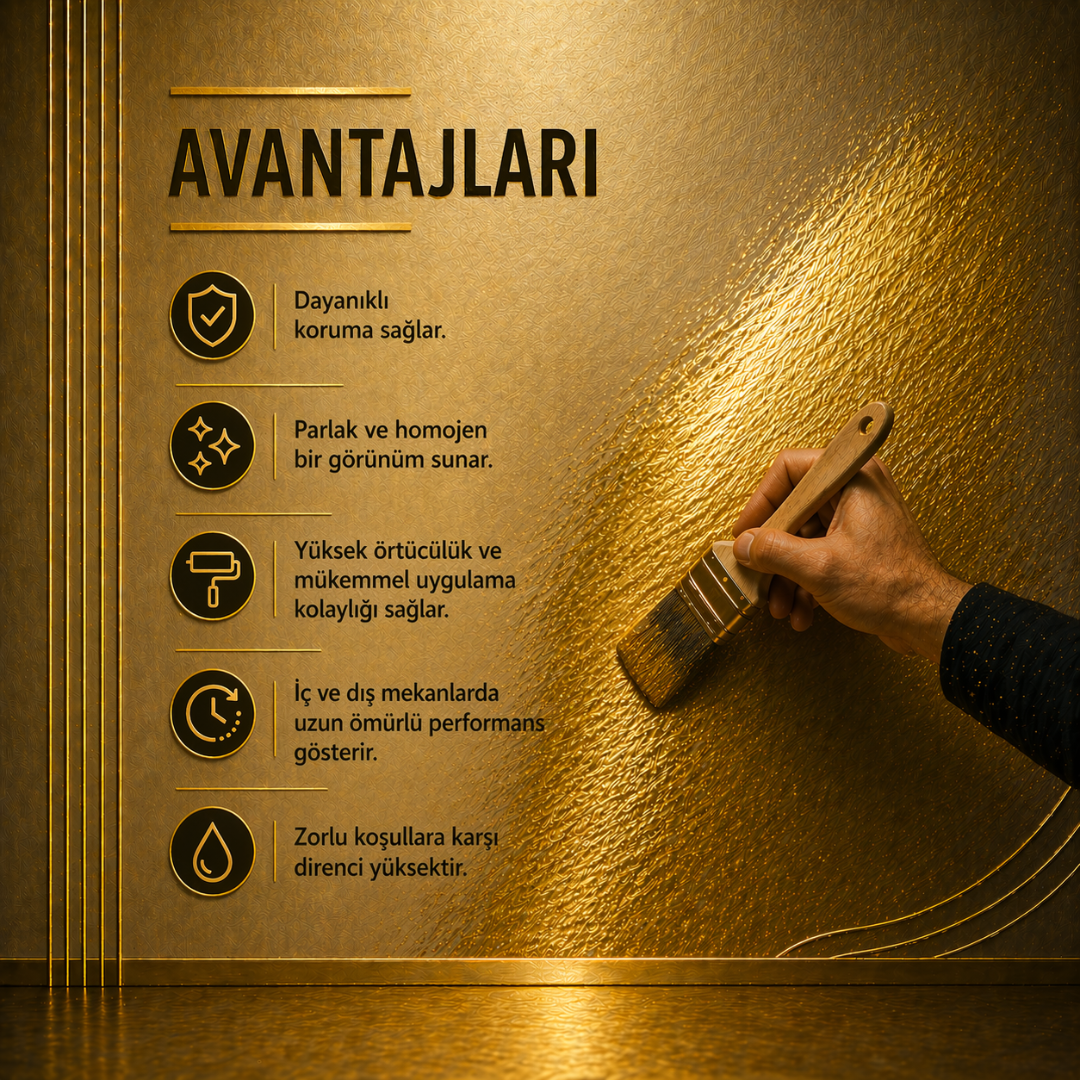 Uzun Ömürlü Yaldız Efektli Alüminyum Boya - Altın Renk
