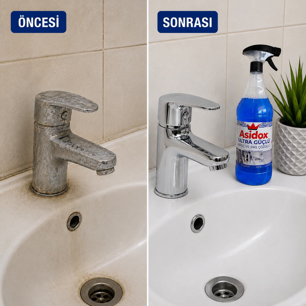 ASİDOX ULTRA GÜÇLÜ OVALAMA GEREKTİRMEYEN KİREÇ VE PAS ÇÖZÜCÜ-1000ml