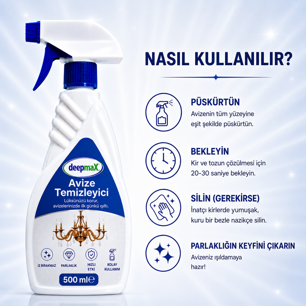 DEEPMAX PARLAKLIK VEREN AVİZE TEMİZLEYİCİ SPREY-500 ml