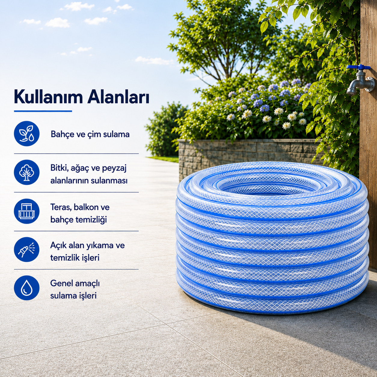 Süper Örgülü 13 mm Su Hortumu