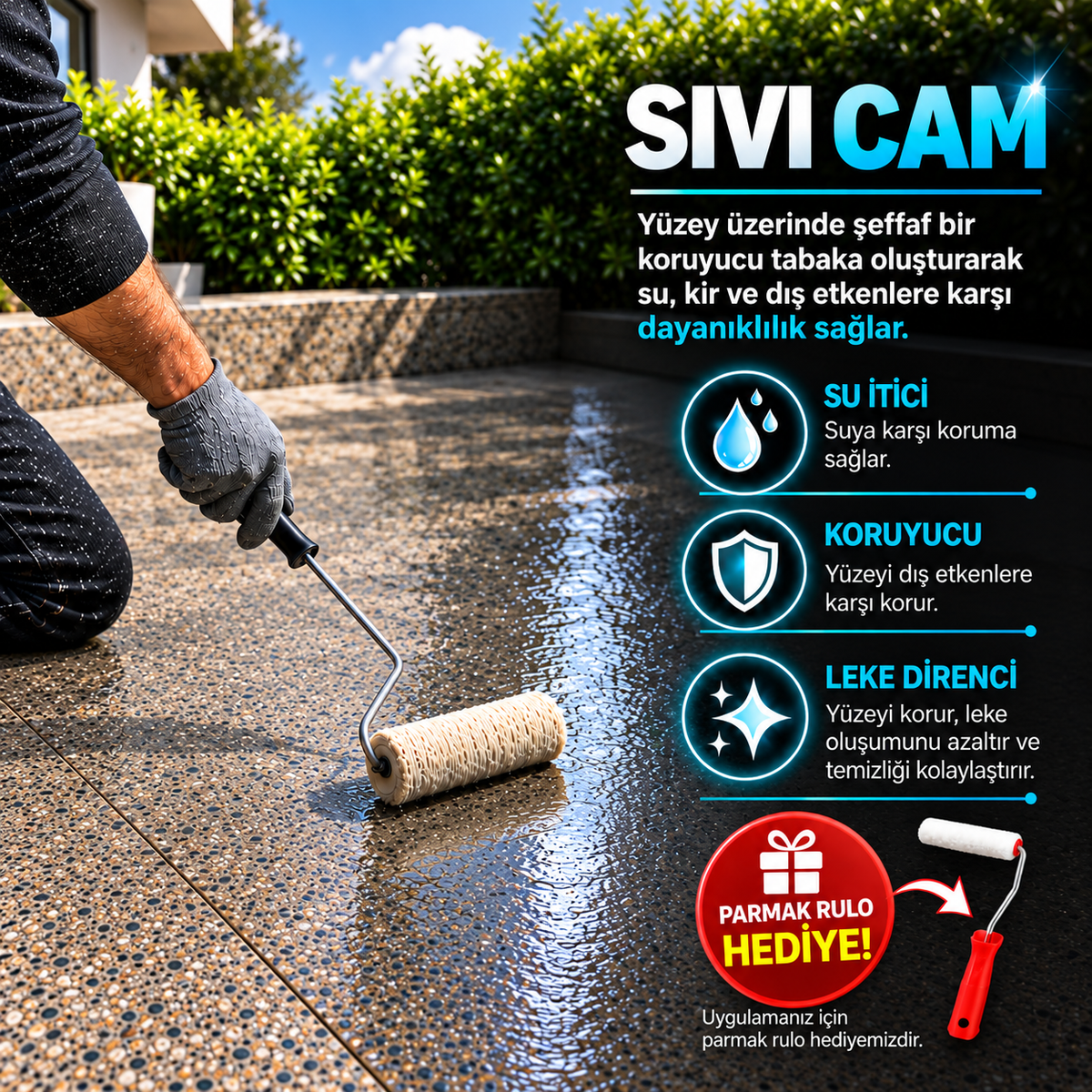 Trend Active Sıvı Cam Şeffaf Su Yalıtım Kaplaması – Ahşap, Seramik, Fayans, Beton, Balkon ve Teras Yüzeyler İçin