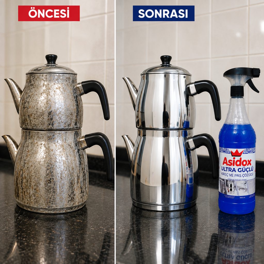 ASİDOX ULTRA GÜÇLÜ OVALAMA GEREKTİRMEYEN KİREÇ VE PAS ÇÖZÜCÜ-1000ml