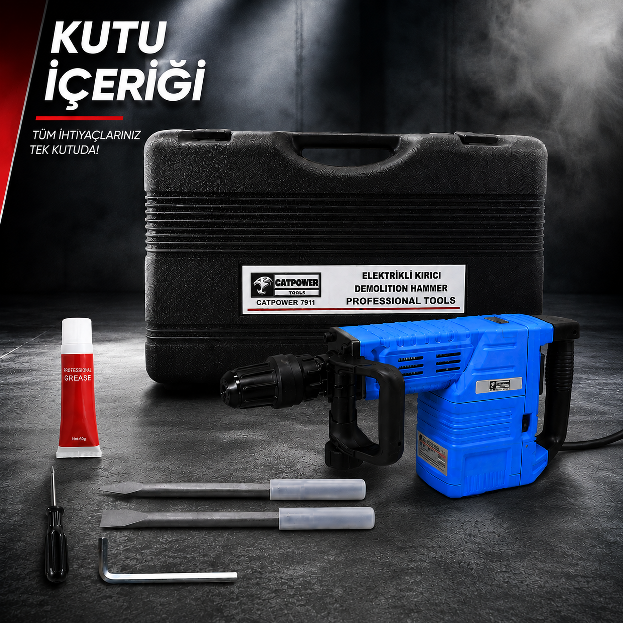 CATPOWER 7911 Profesyonel 1500W Elektrikli Kırıcı – Beton ve Duvar İçin Yüksek Darbe Gücü
