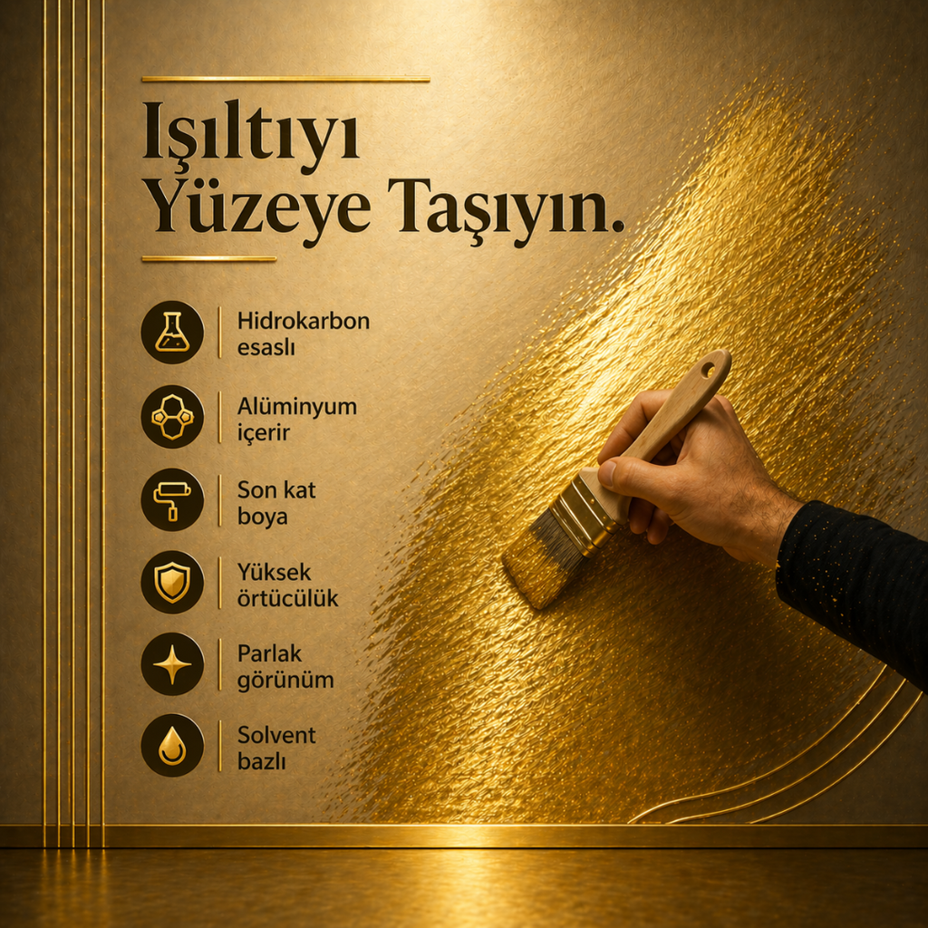 Uzun Ömürlü Yaldız Efektli Alüminyum Boya - Altın Renk