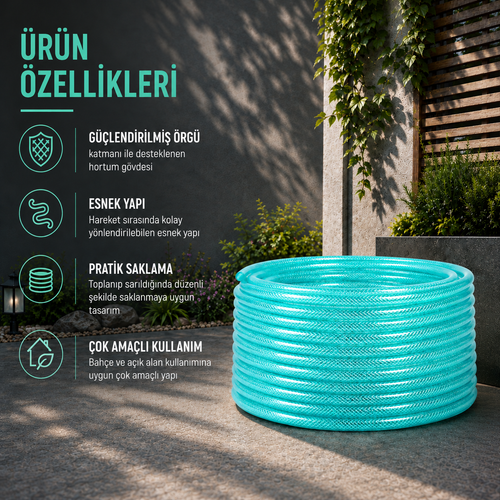 13 mm Şeffaf Örgülü Su Hortumu