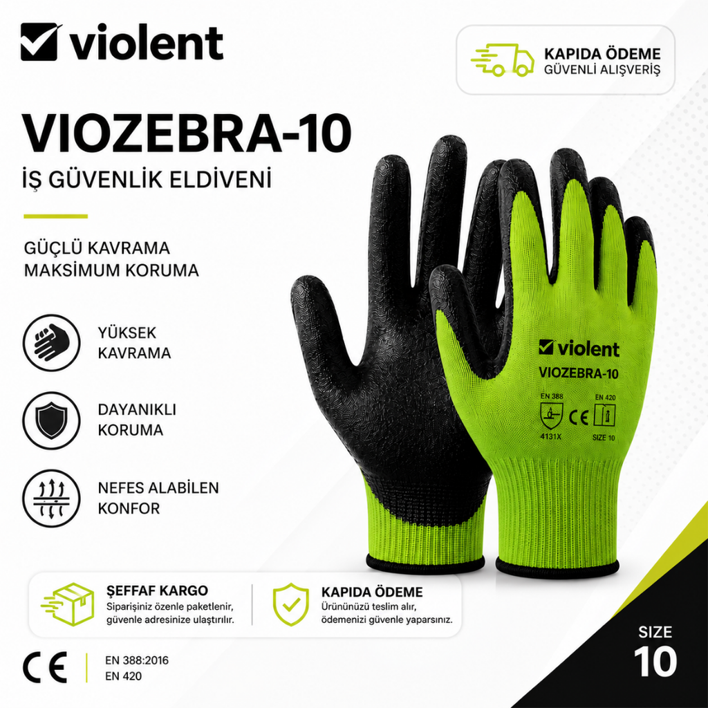 Violent VİOZEBRA-10 İş Eldiveni - Profesyonel İş & İnşaat Eldiveni