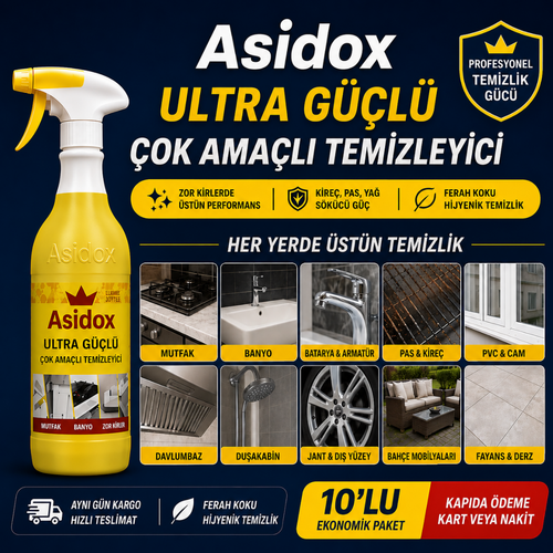 ASİDOX 10’lu Temizlik Seti (5 + 5) – Çok Amaçlı + Kireç & Pas Çözücü Ekonomik Paket