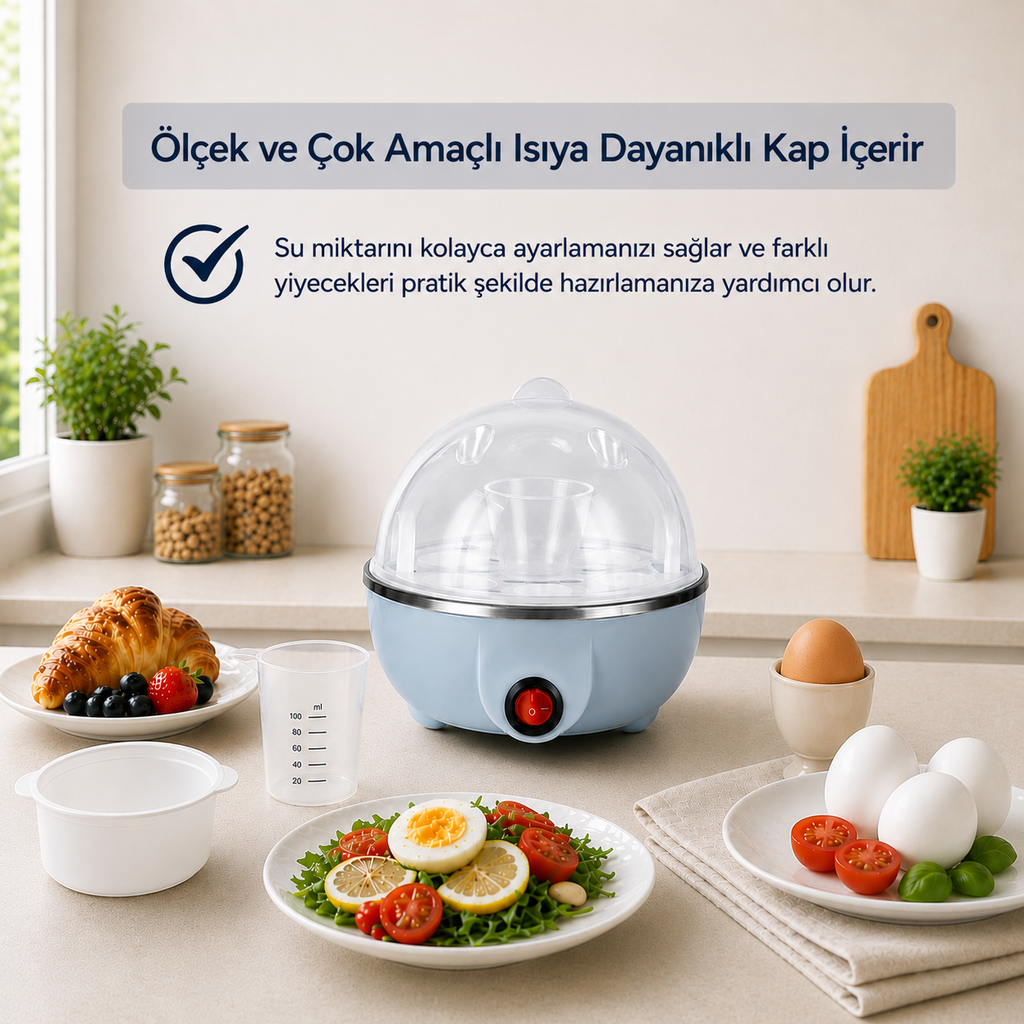 Pratik Elektirikli Yumurta Haşlama Makinesi - 7 yumurta kapasiteli