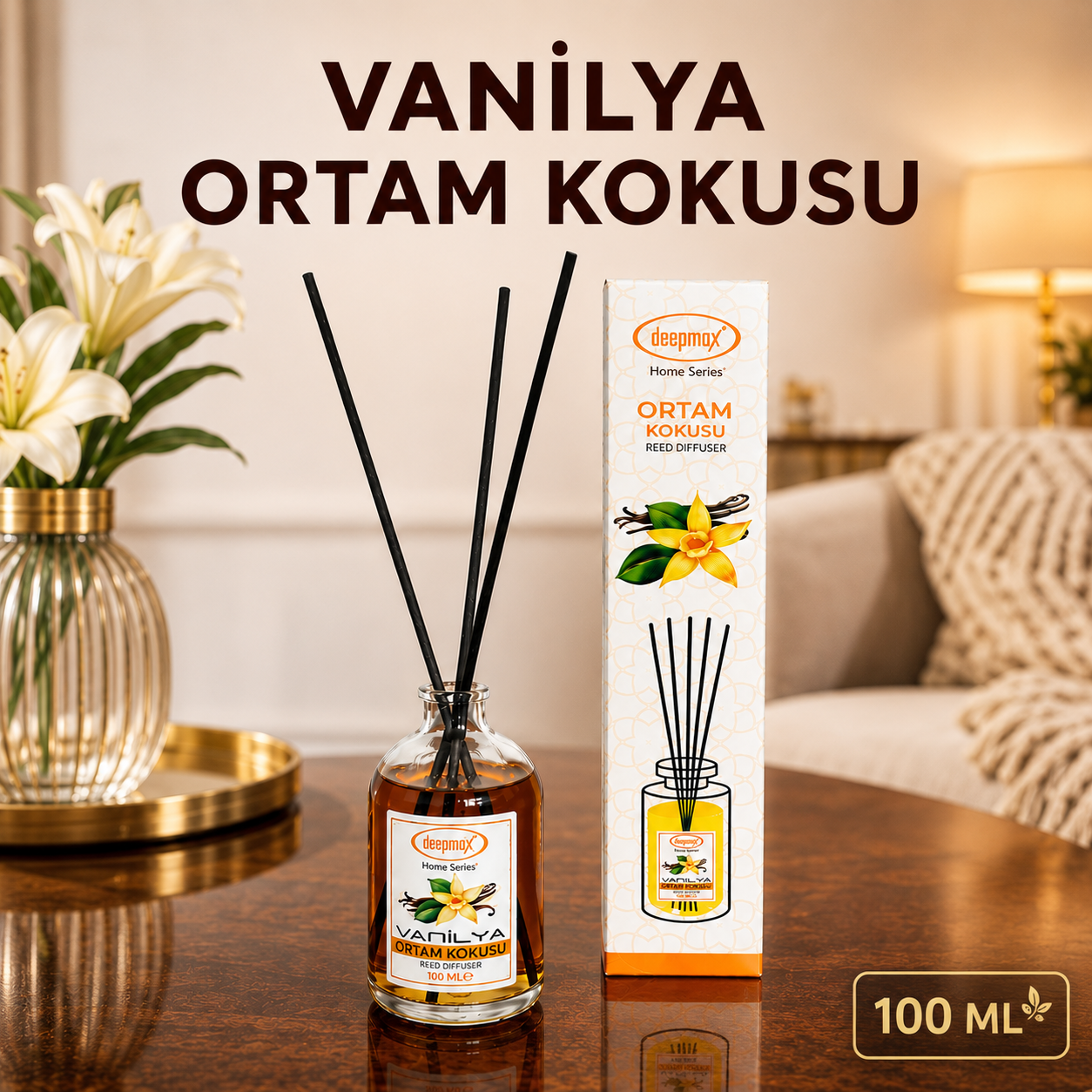 Vanilya Ortam Kokusu Bambu Çubuklu  - 100 ML