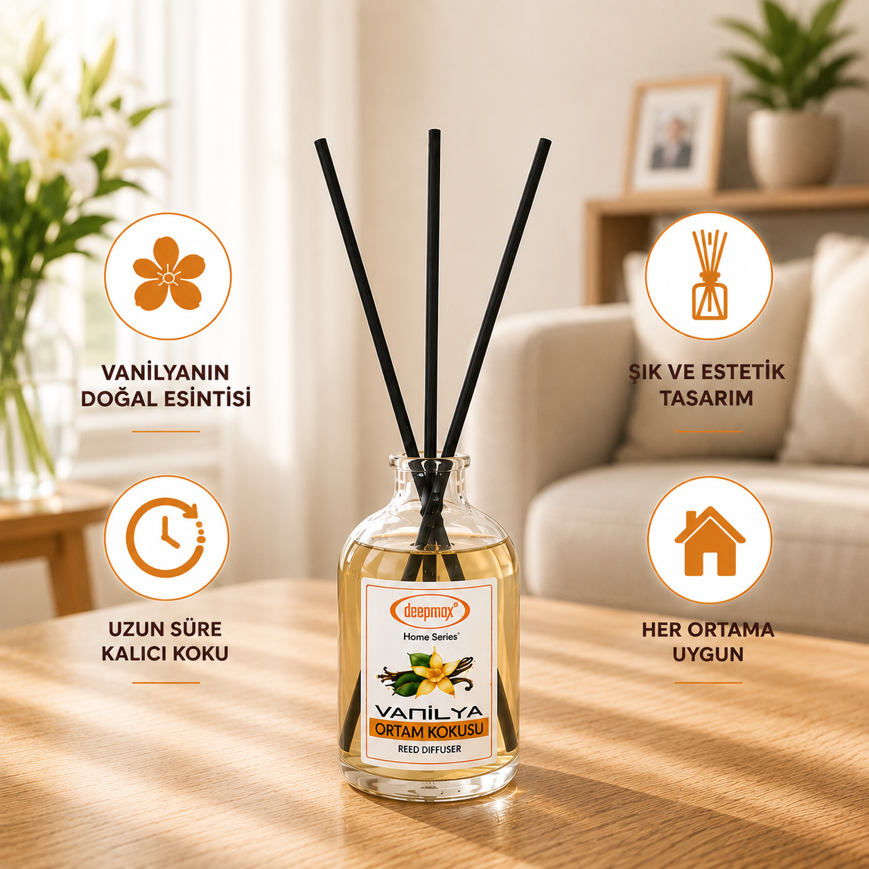 Vanilya Ortam Kokusu Bambu Çubuklu  - 100 ML