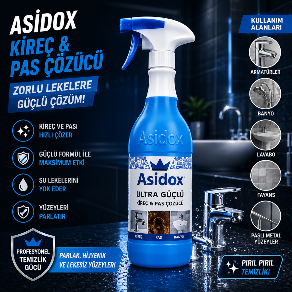 ASİDOX 10’lu Temizlik Seti (5 + 5) – Çok Amaçlı + Kireç & Pas Çözücü Ekonomik Paket