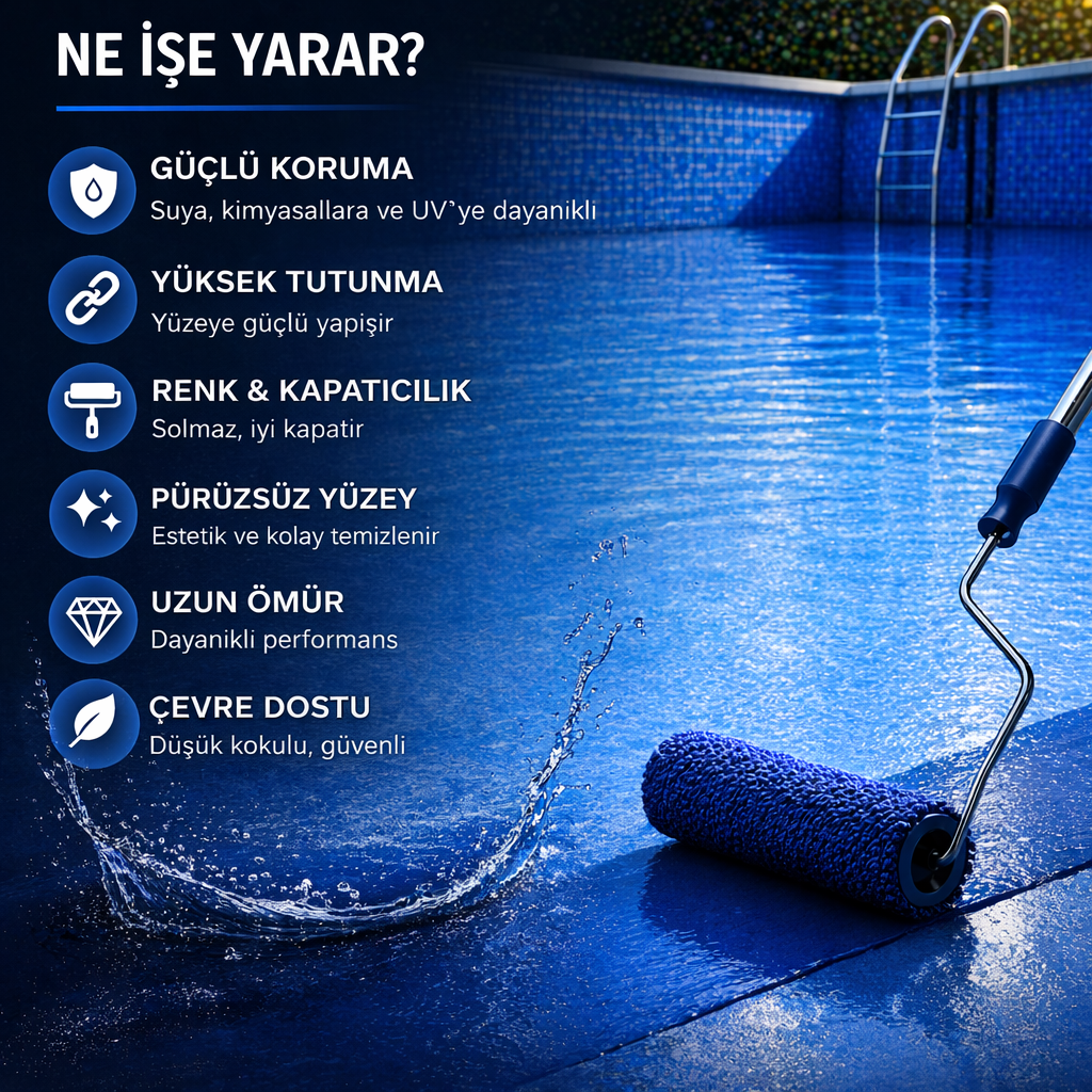 Profesyonel Kullanıma Uygun Su ve Kimyasal Dayanımlı Havuz Boyası