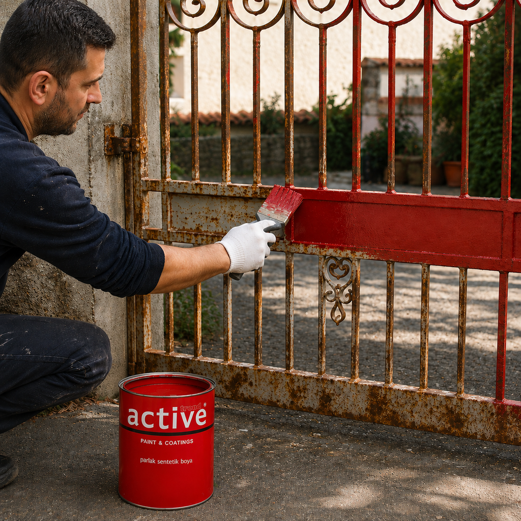 Active Multifonksiyonel Antipaslı Parlak Sentetik Boya – Astar & Son Kat Bir Arada, Ahşap ve Metal Yüzeyler İçin