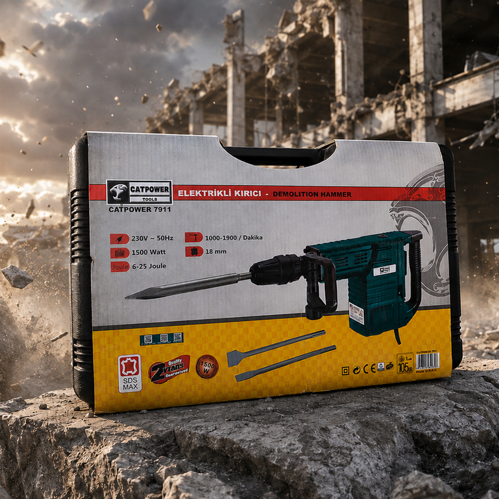 CATPOWER 7911 Profesyonel 1500W Elektrikli Kırıcı – Beton ve Duvar İçin Yüksek Darbe Gücü