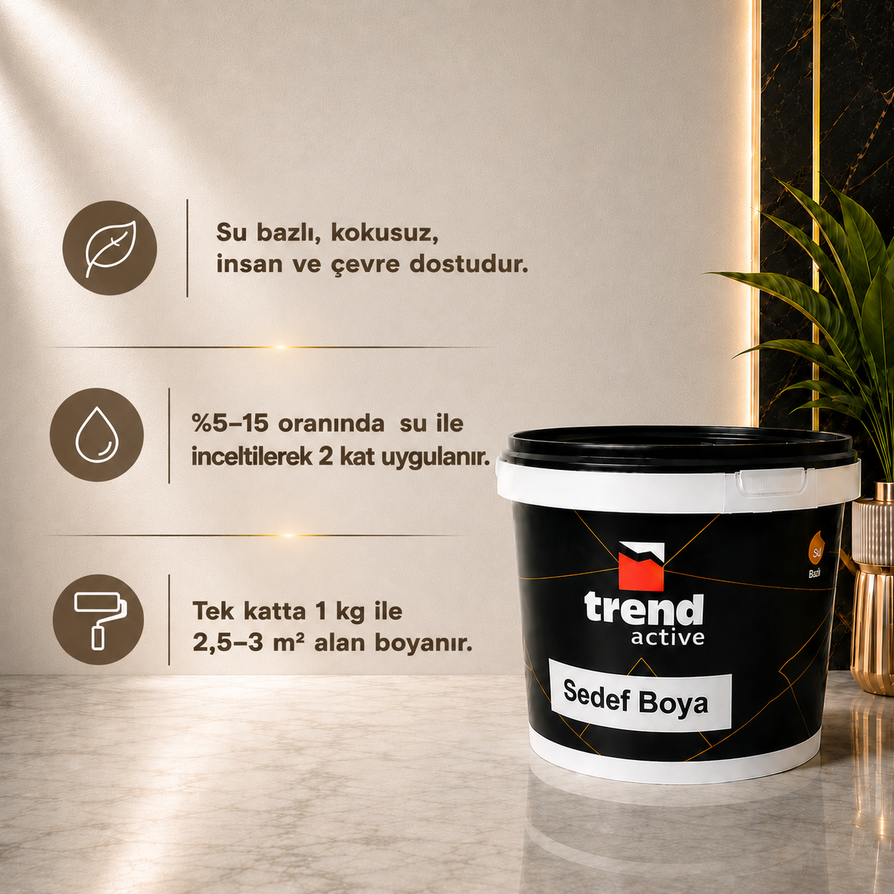 Işıltılı ve Dekoratif Metalik Efektli Sedef İç Cephe Boyası