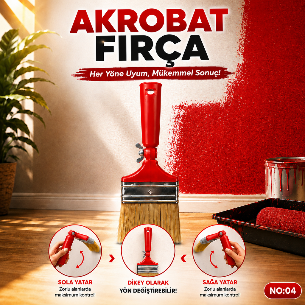 Ayarlanabilir Hareketli Başlıklı Akrobat Fırça No:04