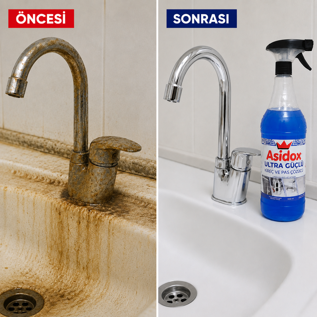 ASİDOX ULTRA GÜÇLÜ OVALAMA GEREKTİRMEYEN KİREÇ VE PAS ÇÖZÜCÜ-1000ml