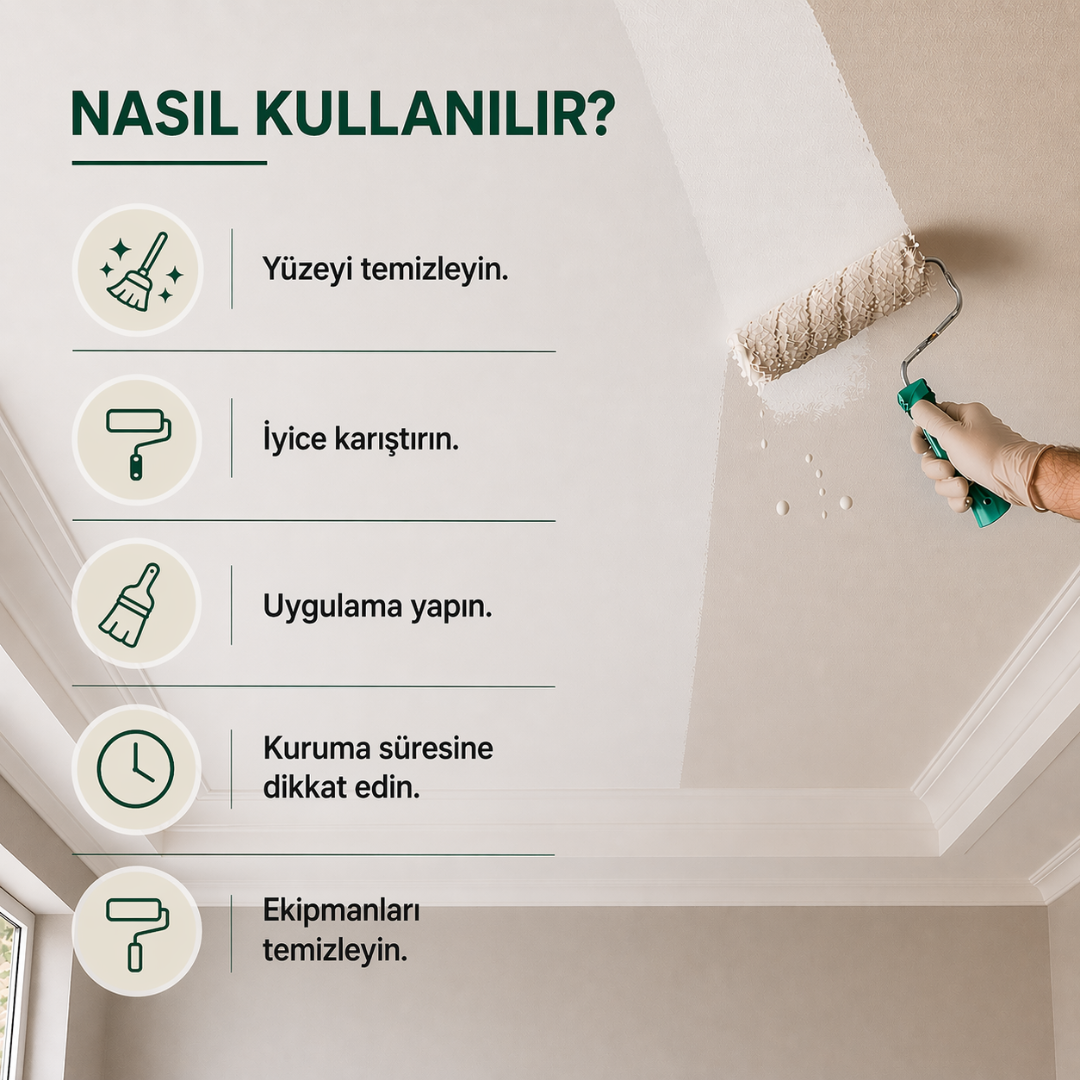 Active Özel Tavan Boyası – Mat Görünüm, Yüksek Kapatıcılık, Kokusuz İç Cephe Boyası