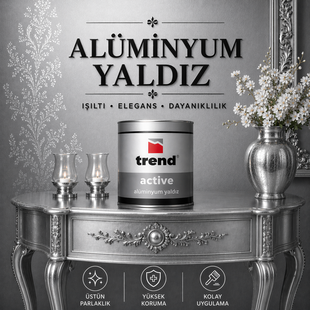 Uzun Ömürlü Yaldız Efektli Alüminyum Boya-Gümüş