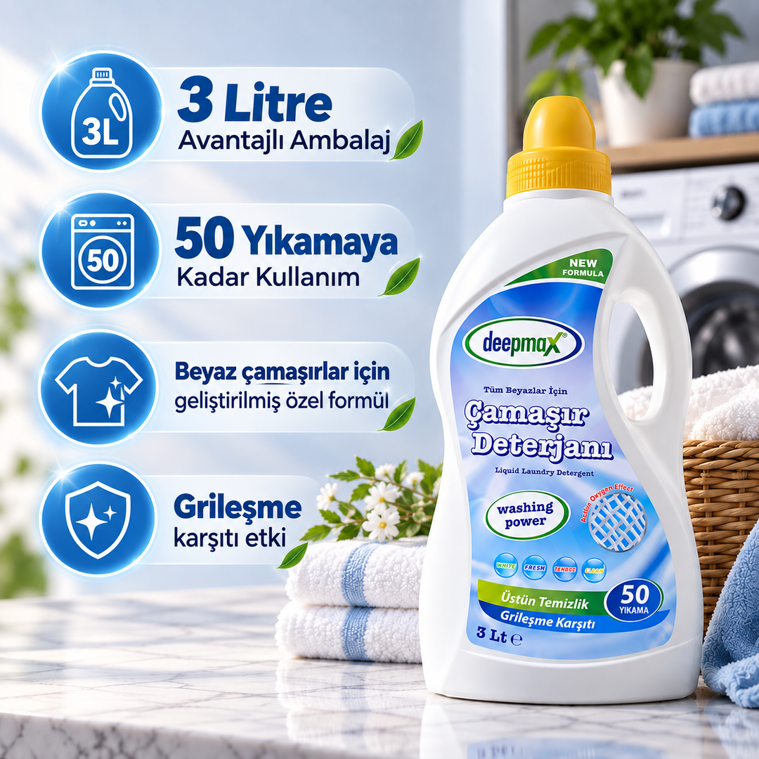 Tüm Beyazlar İçin Çamaşır Deterjanı 3 L x 6 Adet / Oda & Kumaş Parfümü Hediyeli