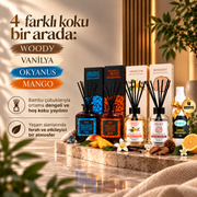 4’lü Bambu Çubuklu Ortam Kokusu Seti – 100 ml Limon Kolonyası Hediye