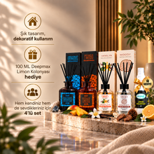 4’lü Bambu Çubuklu Ortam Kokusu Seti – 100 ml Limon Kolonyası Hediye