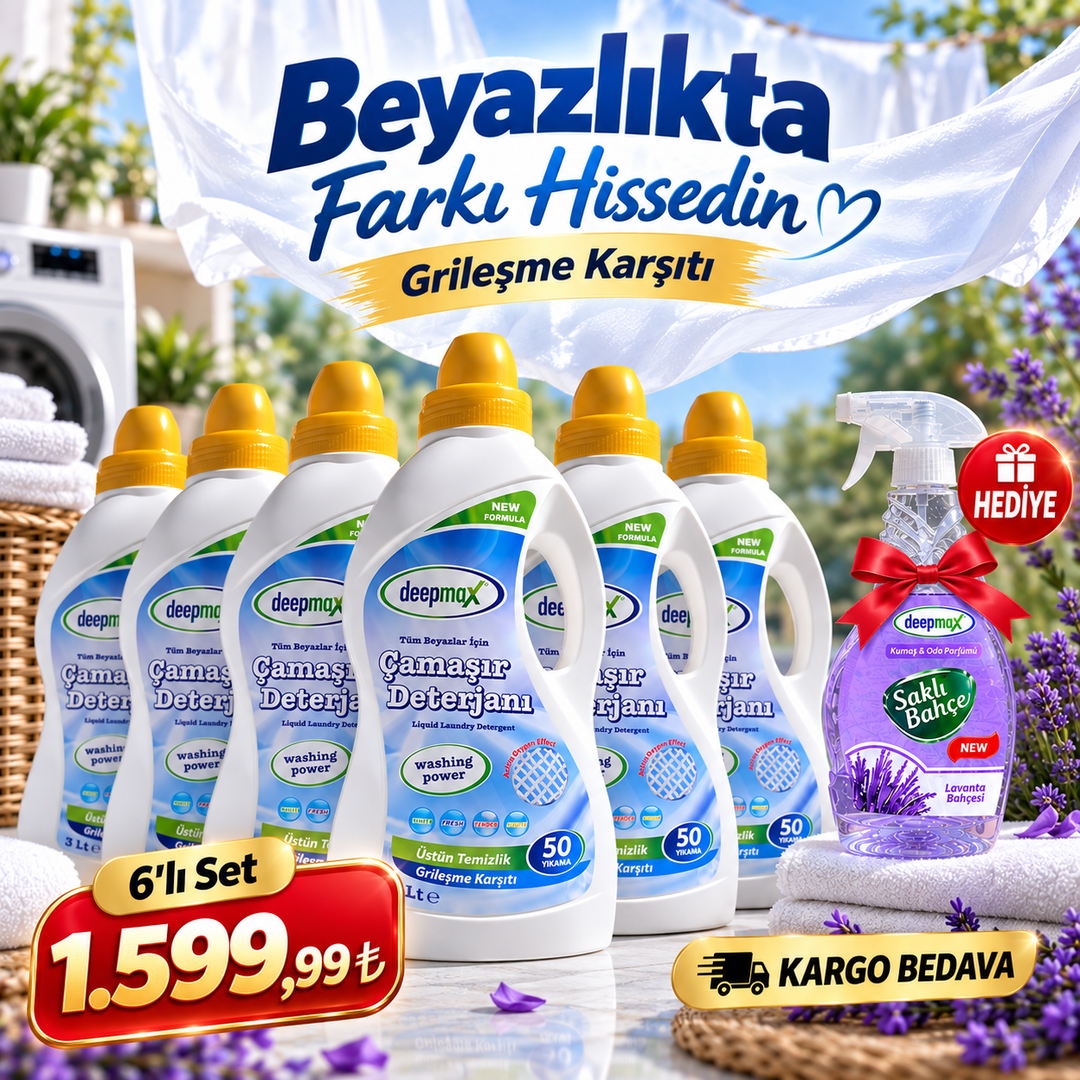 Tüm Beyazlar İçin Çamaşır Deterjanı 3 L x 6 Adet / Oda & Kumaş Parfümü Hediyeli