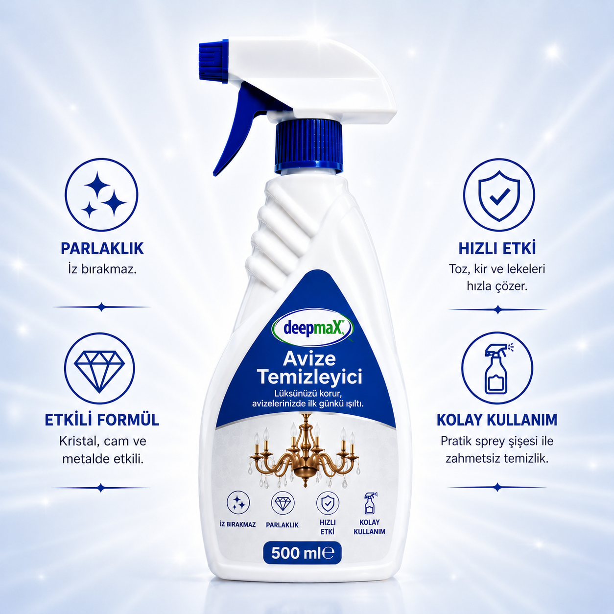 DEEPMAX PARLAKLIK VEREN AVİZE TEMİZLEYİCİ SPREY-500 ml
