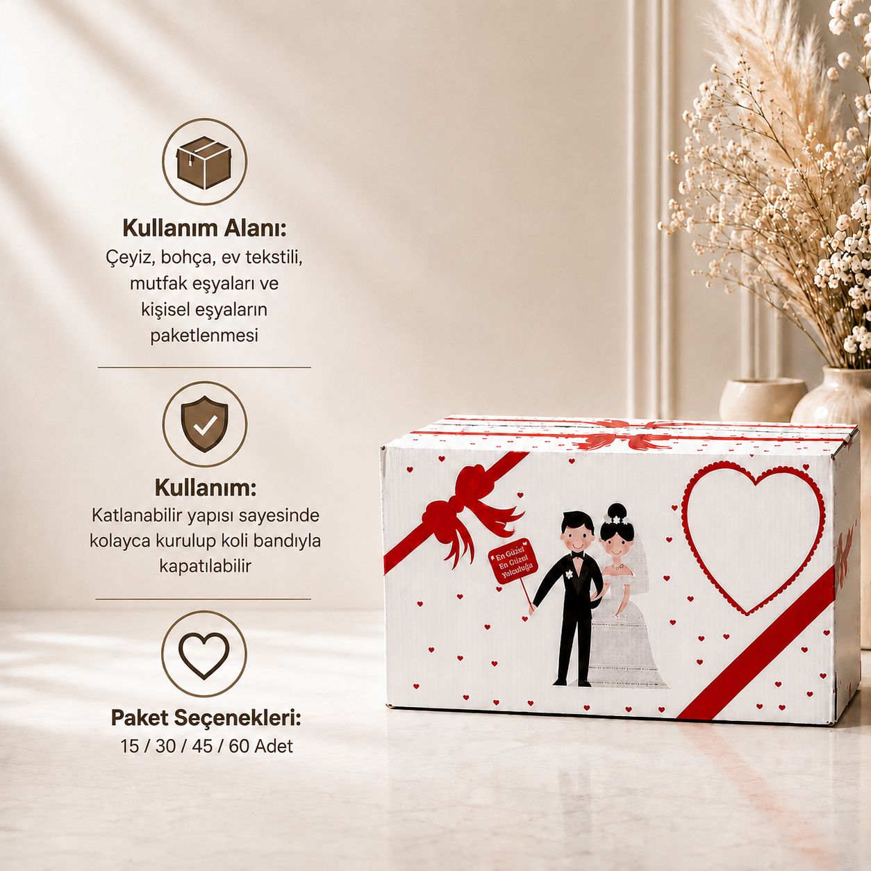 BASKILI GELİN & ÇEYİZ KOLİSİ  60x38x30
