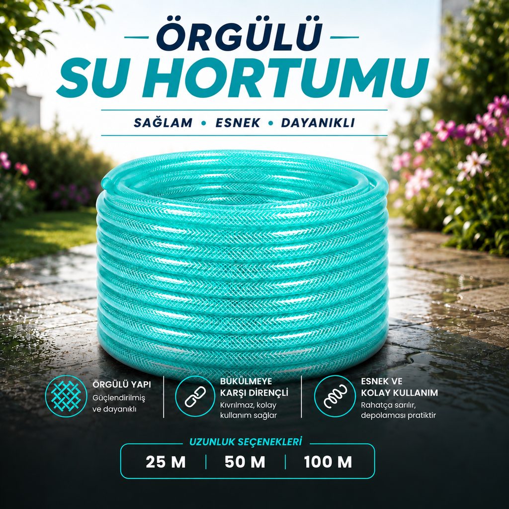 13 mm Şeffaf Örgülü Su Hortumu