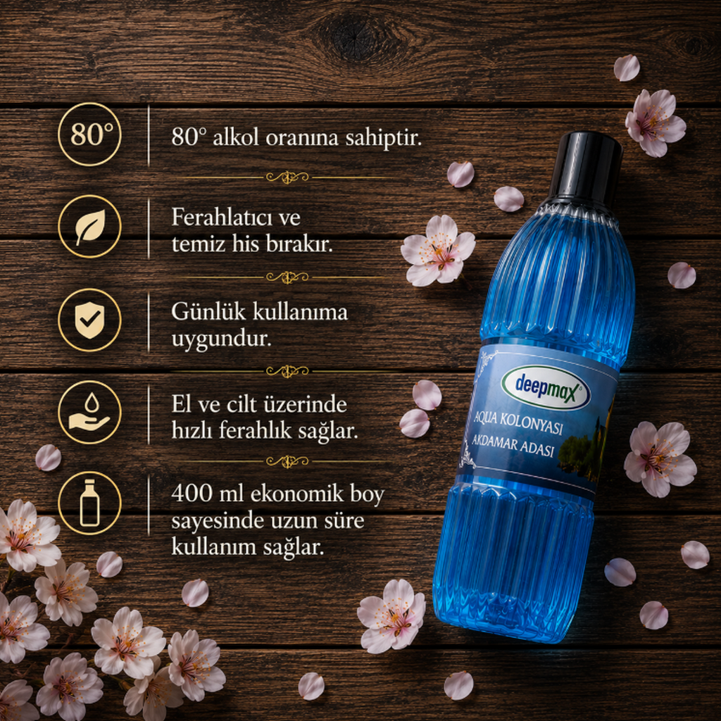 Deepmax Aqua Kolonyası Akdamar Adası 80° 400 ml – Ferah ve Canlandırıcı Koku