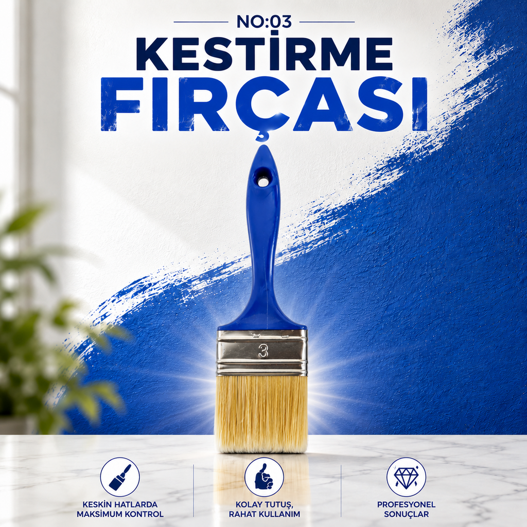 Köşe, Kenar ve Dar Alanlar İçin Profesyonel Boya Fırçası – No:03