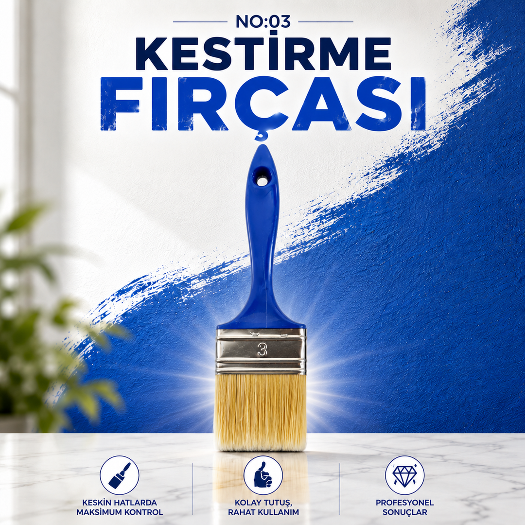 Köşe, Kenar ve Dar Alanlar İçin Profesyonel Boya Fırçası – No:03