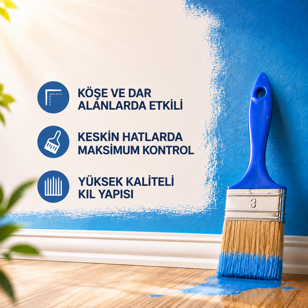 Köşe, Kenar ve Dar Alanlar İçin Profesyonel Boya Fırçası – No:03