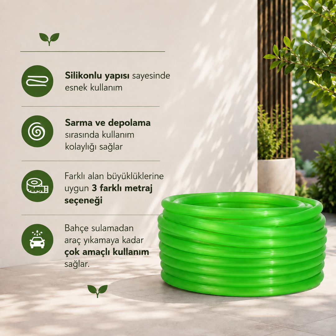 13 mm Silikonlu  PVC Bahçe Hortumu – Profesyonel Sulama ve Su Hortumu